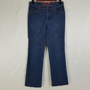Battery Park Jeans Womens 6 Blue Low Rise Bootcut Frayed Hem‎ Dark Wash Denim